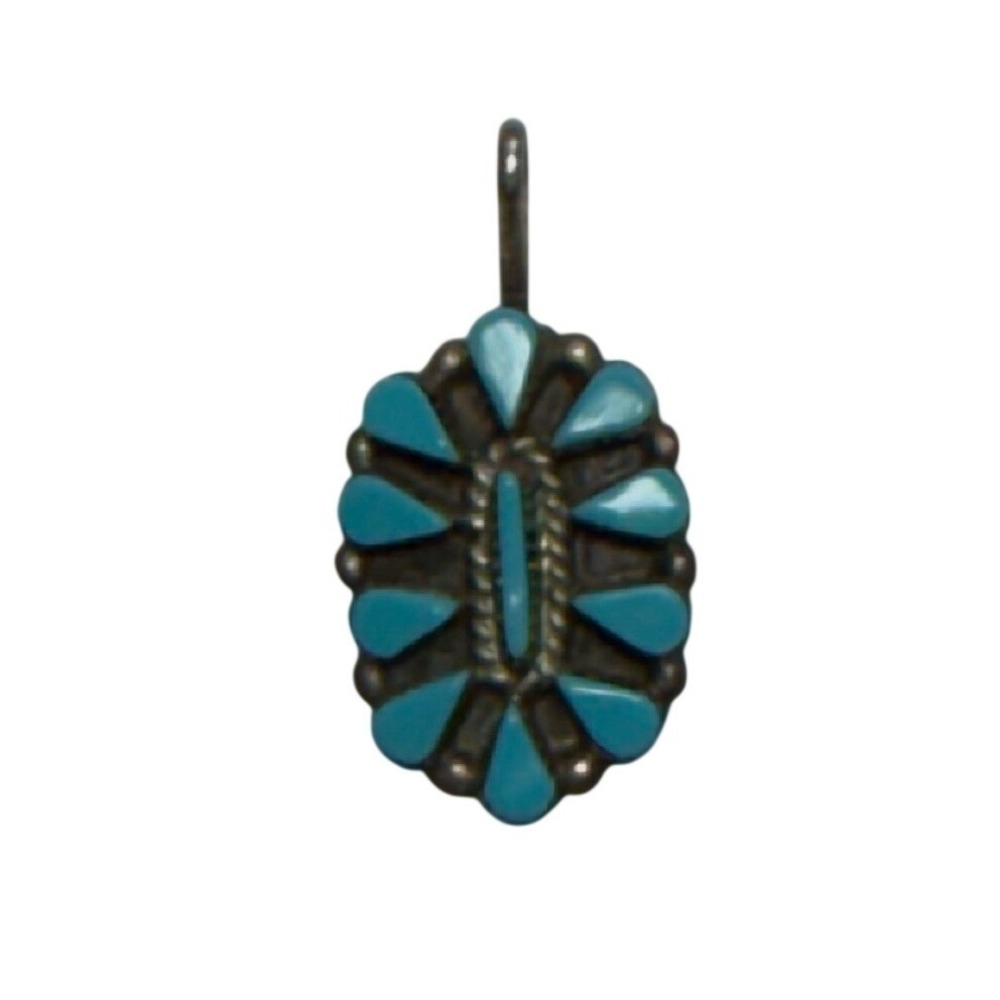 Zuni Pulieto? Handmade Turquoise Petit Point Sterling Silver Cluster Pendant